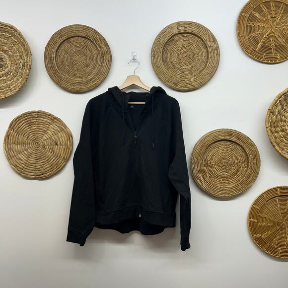 Old Navy Active Dynamic Fleece Zip Up Sweatshirt Hoodie XL Black Athleisure - Picture 2 of 7